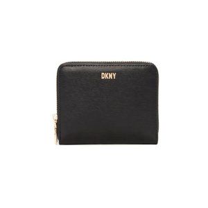 New DKNY Boxed Small Zip Around Wallet Leather Black